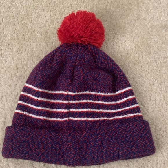 NFL 47 Brand NY Giants Knit Hat Blue White Red Puffball One Size NY Embroidered - Picture 3 of 9